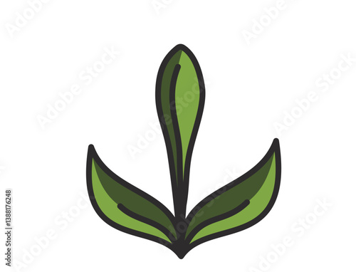Spring plant bud illustration in green colors. Sprout, planting and nature design element. Isolated vector image