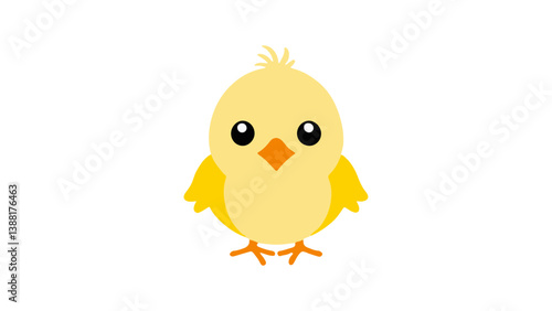 Cute Cartoon Yellow Chick Illustration with Adorable Expression and Bright Colors, Illustration depicting a cartoon yellow chick with adorable big eyes and a cute expression