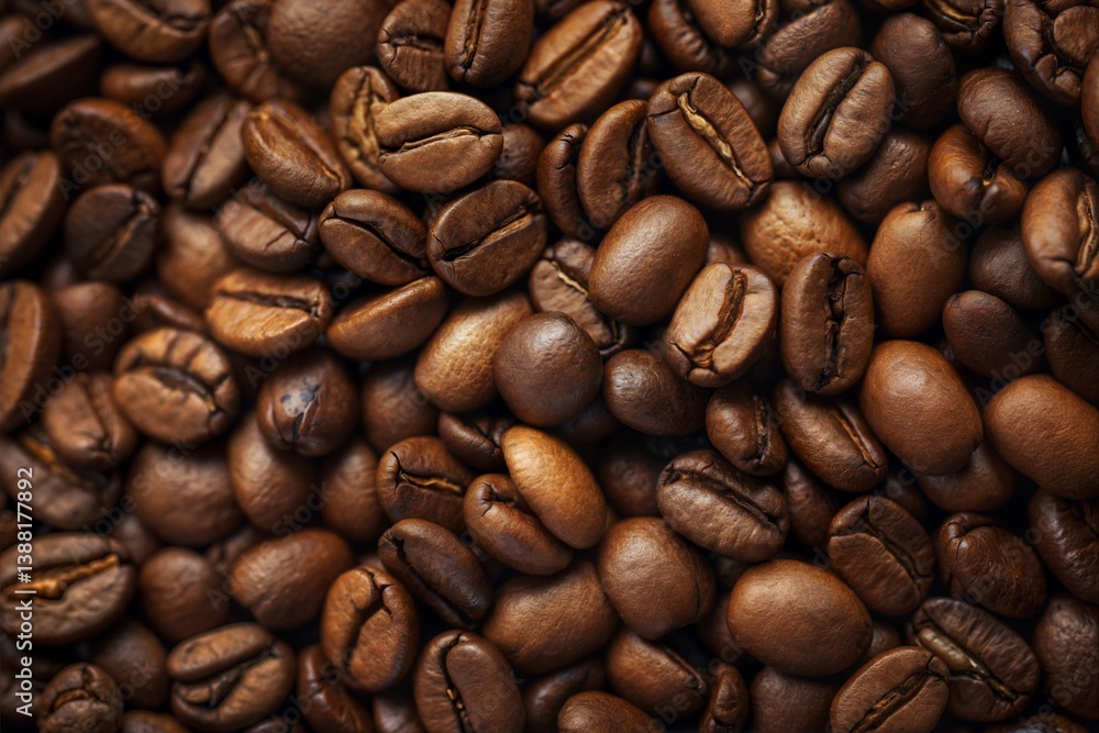Fototapeta premium Roasted Coffee Beans Aromatic, Dark, Rich, Brown, Caffeine, Energy, Beverage, Gourmet, Brewed, Beans