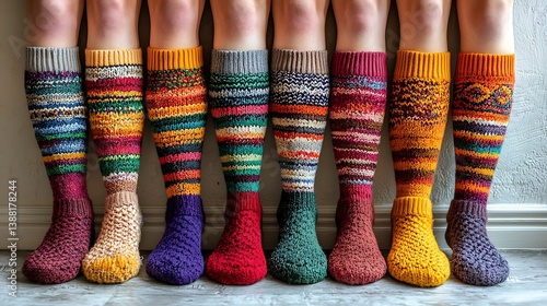 Colorful striped knee high socks variety