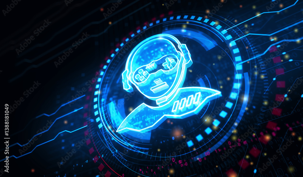 Gamer esport player symbol digital concept 3d illustration