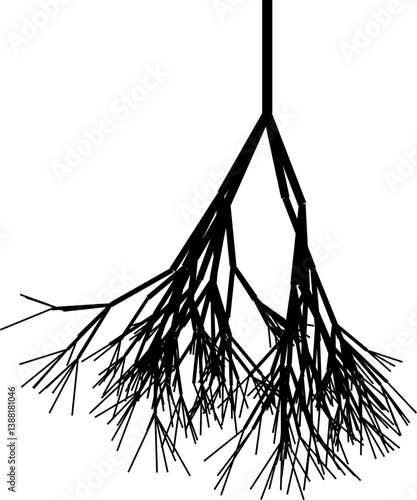 Vector illustration of tree roots with a rough and uneven organic structure.