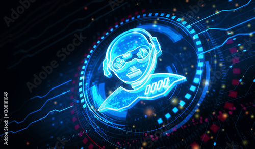 Obraz na płótnie Gamer esport player symbol digital concept 3d illustration w salonie