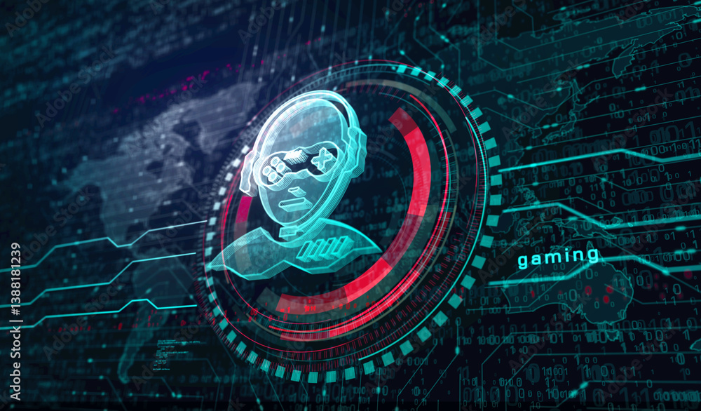 Gamer esport player symbol digital concept 3d illustration