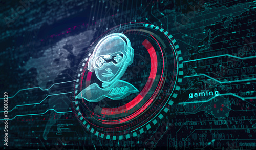 Obraz na płótnie Gamer esport player symbol digital concept 3d illustration w salonie