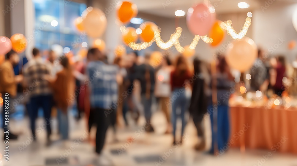 Obraz premium Birthday party. Happy people gathering. Blurred background