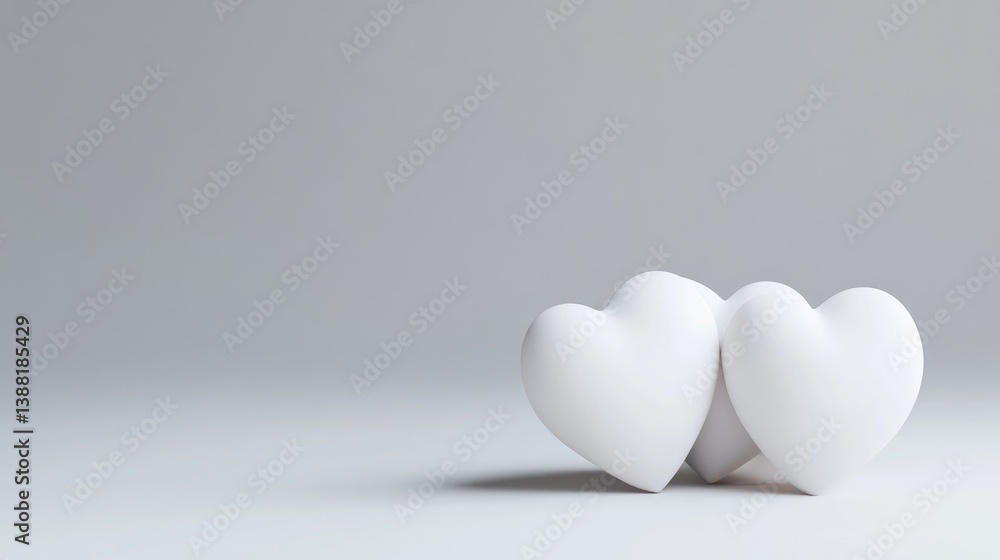 Two simple, white hearts on a plain, light gray background Two simple, white hearts on a plain, light gray background