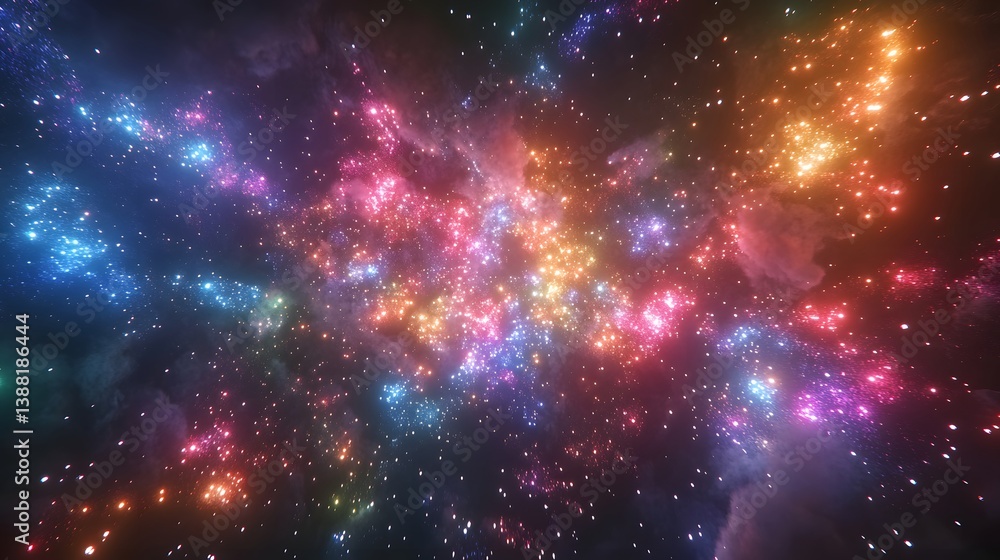 Fototapeta premium A dazzling array of sparkling fireworks in a clear night sky with vibrant colors