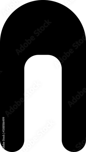 Filled black very long rounded shape with concave on the opposite side.
