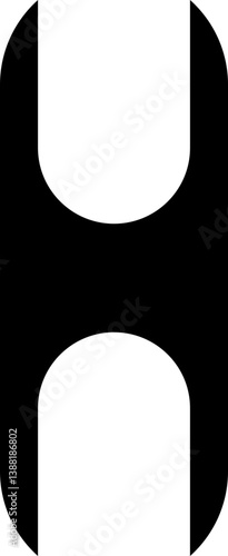 Rounded H-shaped black figure with concave sides.