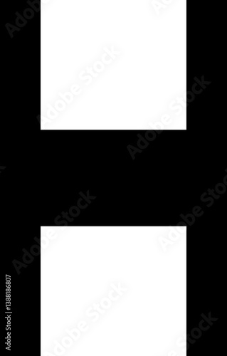 H-shaped black form with distinct concave sides.