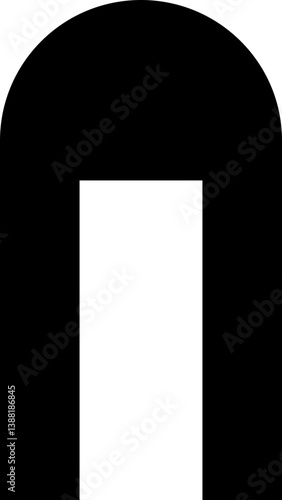 Long black rectangle with one rounded side and a concave opposite side.
