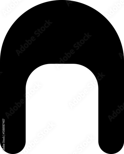 Filled black concave shape with long rounded side and concave opposite side.