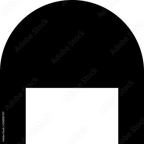 Filled black concave shape with rounded side and squared concave opposite.