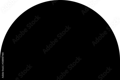 Filled black semi-circle with a concave section.
