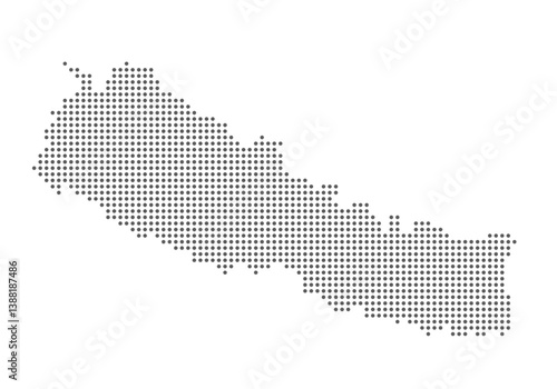Vector dotted map of Nepal isolated on white background, easy to edit.