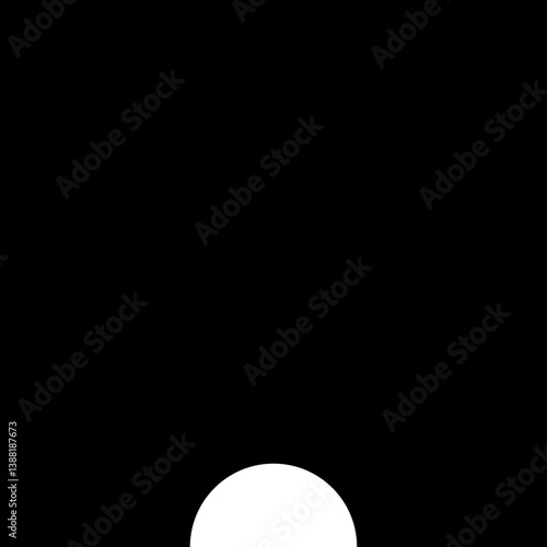 Filled black square with small circular concave section.
