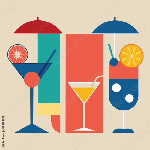 set of cocktails and drinks