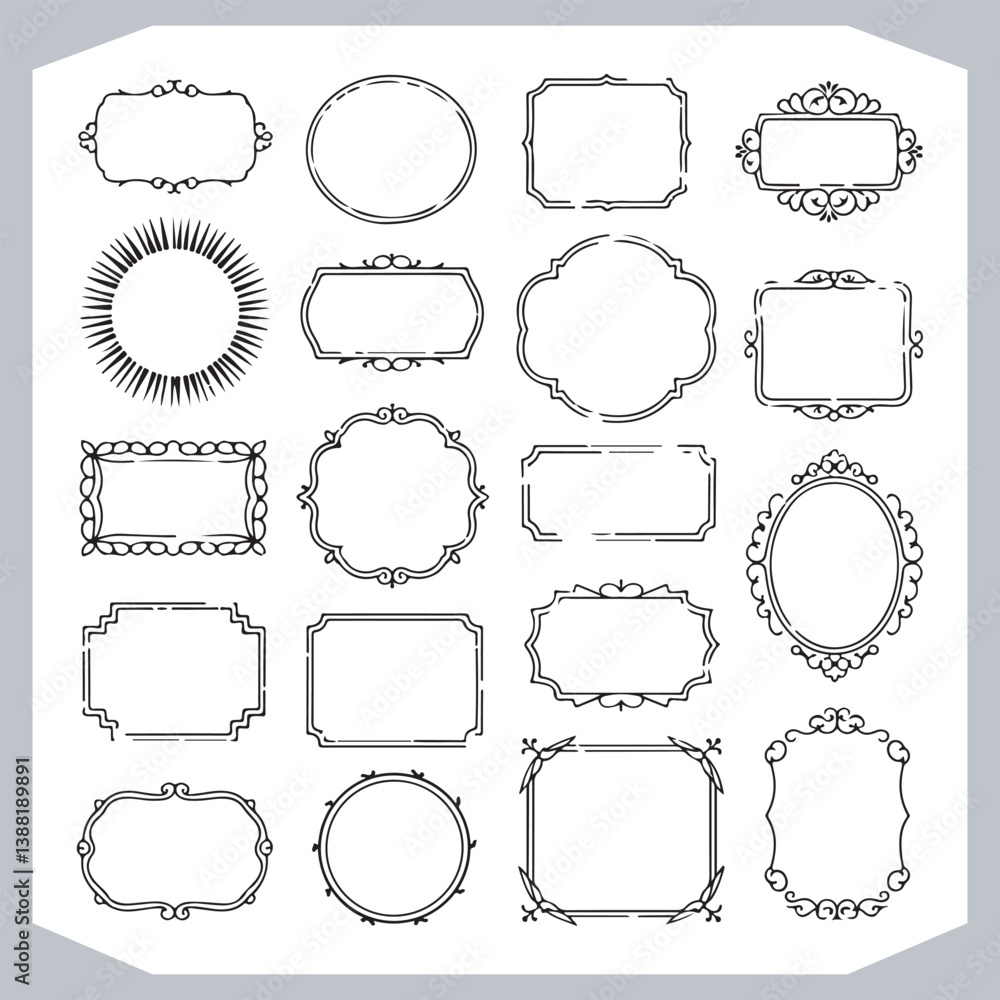 Ornamental Decorative Frames and Calligraphic Label Collection for Vintage Designs