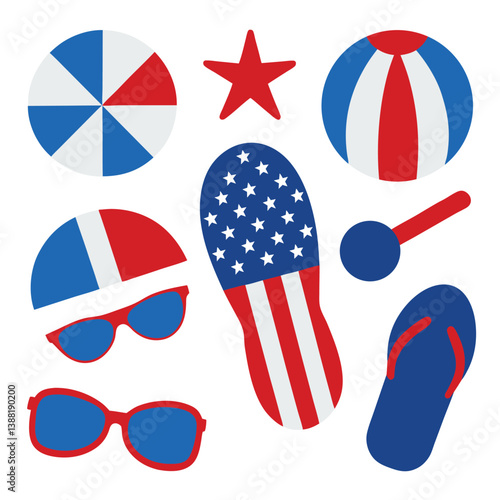 american flag icons set