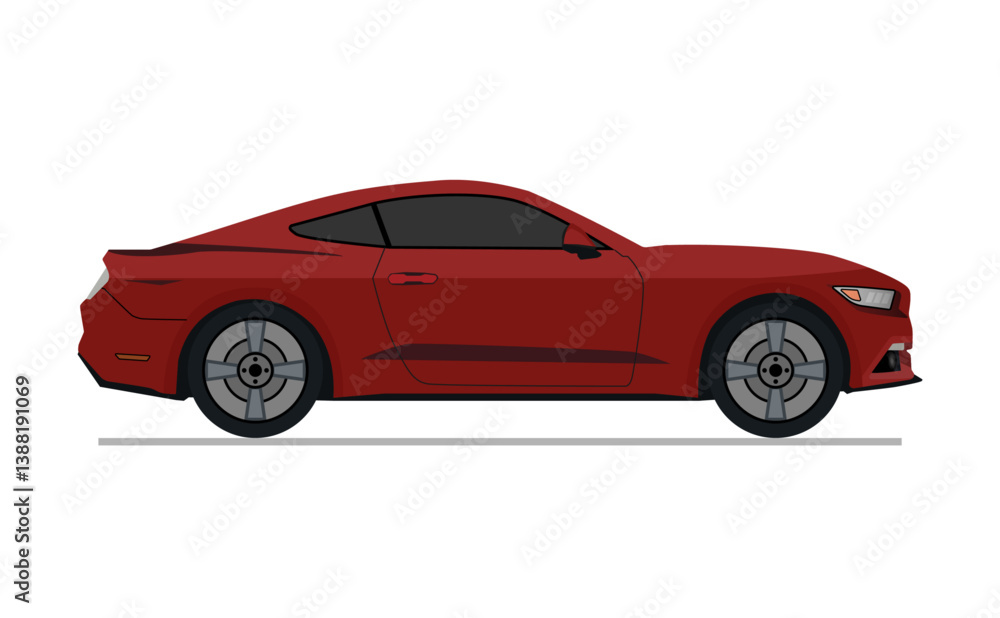 Red sports car side view Red sports car side view