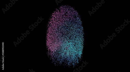 Digital fingerprint concept in dark neon lighting