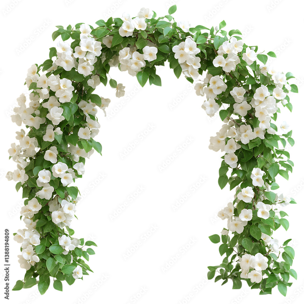 Fototapeta premium A Thick Jasmine Vine with Cascading Flowers Isolated on Transparent Background