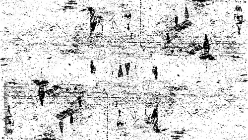 White and black paint overly distressed grunge scratch dirty wall texture. Abstract vector template.