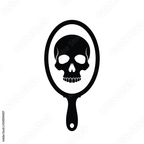 silhouette vector illustration of a Skull Mirror icon on a white background 