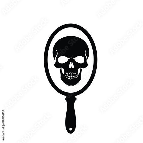 silhouette vector illustration of a Skull Mirror icon on a white background 