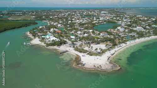 Sombrero Beach with palm trees on the Florida Keys, Marathon, Florida, USA.