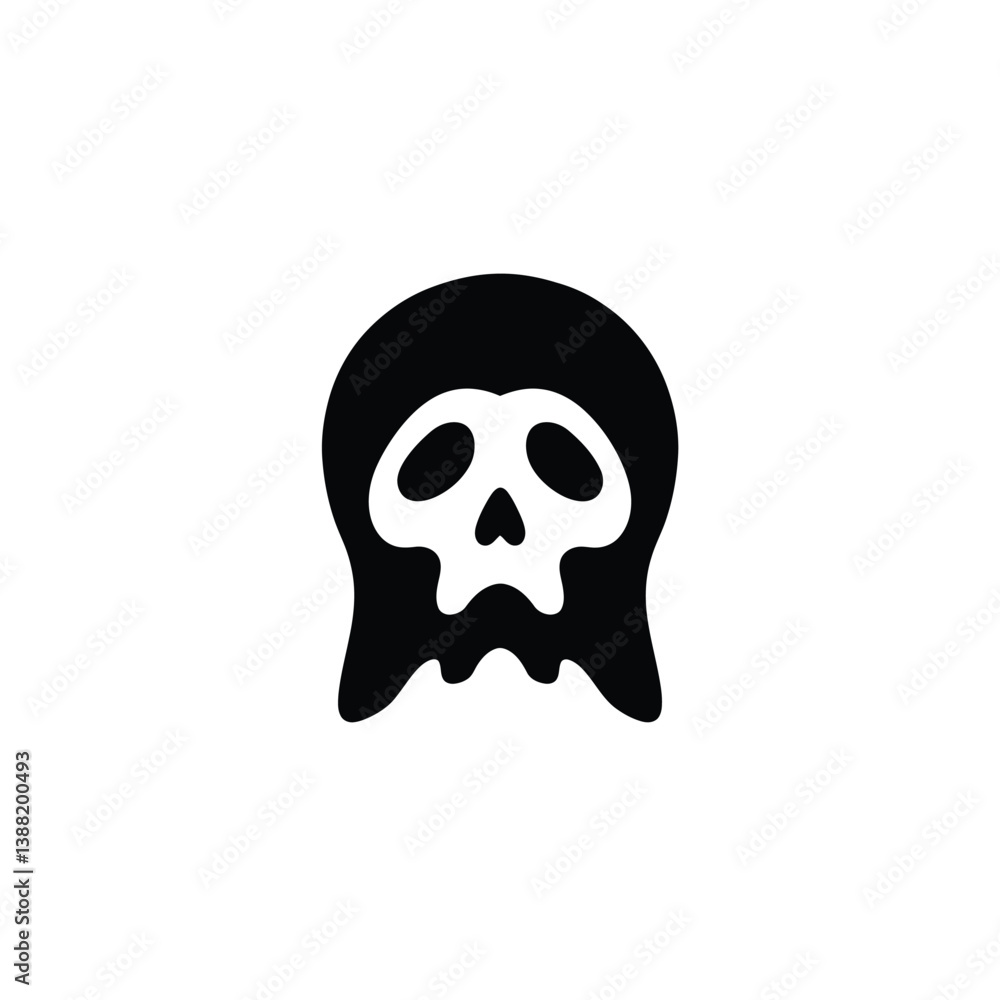 Silhouette vector illustration of a Ghost Skull icon on a white background Silhouette vector illustration of a Ghost Skull icon on a white background