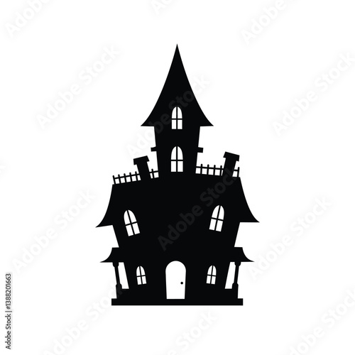 Wallpaper Mural Silhouette vector illustration of a Haunted House icon on a white background  Torontodigital.ca