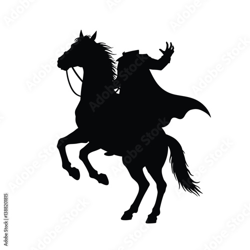 Silhouette vector illustration of a Headless Horseman icon on a white background 
