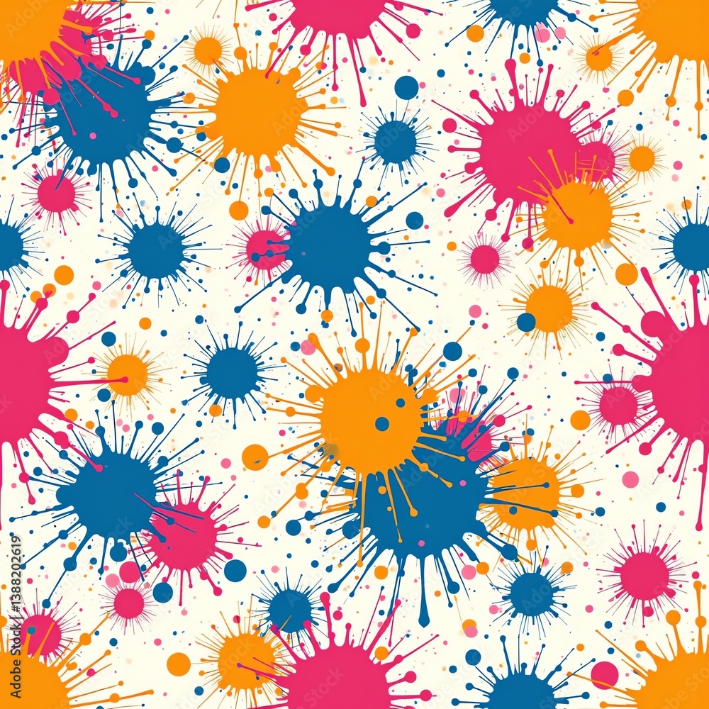 Fototapeta premium Colorful paint splatter pattern background design.