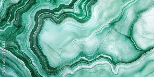 Green Agate Stone Texture background with copy space. Abstract texture of green malachite stone with swirling band and pattern.