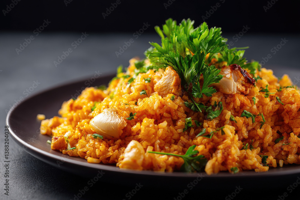 Pilaf on a plate on the table Pilaf on a plate on the table