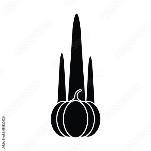 Silhouette vector illustration of a Pumpkin Totem a white background 
