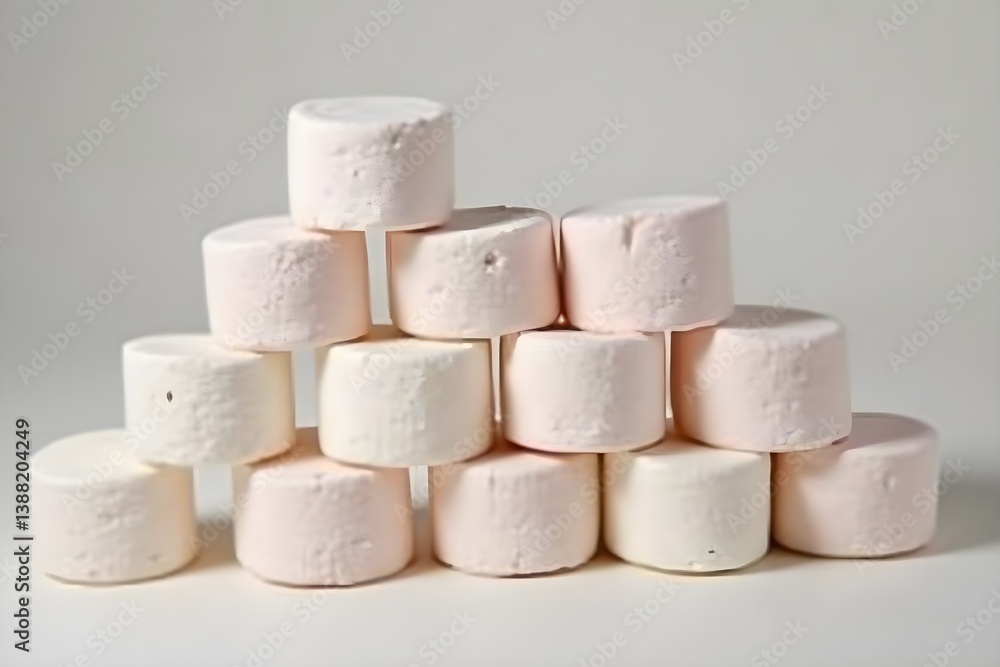 Playful Arrangement of Marshmallows Creating a Gentle and Inviting Pyramid Display Playful Arrangement of Marshmallows Creating a Gentle and Inviting Pyramid Display