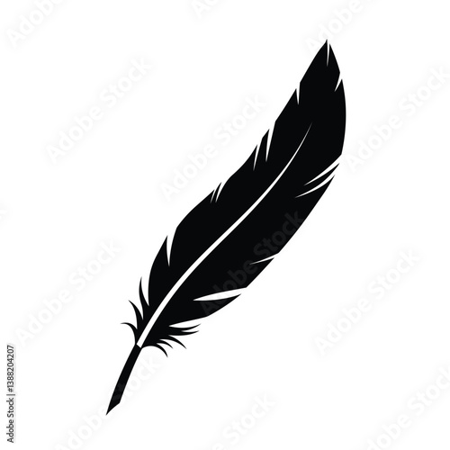 Silhouette vector illustration of a Raven Feather icon on a white background