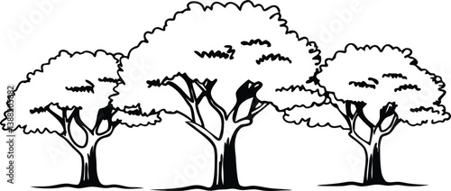 Minimalist Tree Line Art Vector Illustrations for Modern Designs