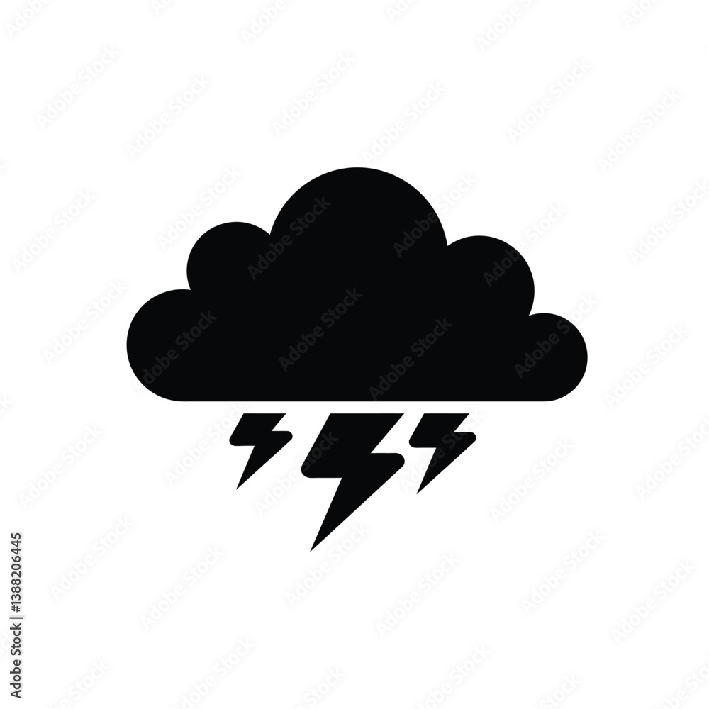 Silhouette vector illustration of a Stormy Cloud icon on a white background Silhouette vector illustration of a Stormy Cloud icon on a white background