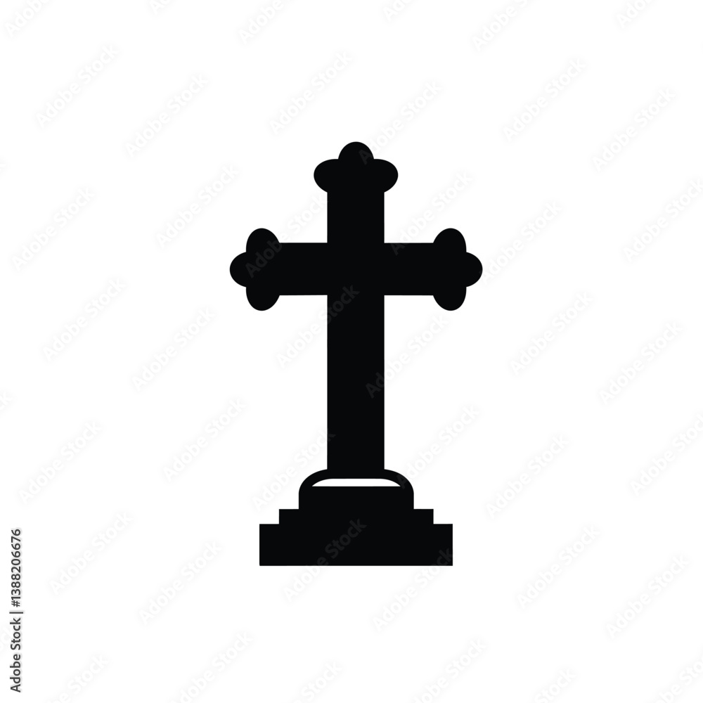 Silhouette vector illustration of a Tombstone Cross icon on a white background Silhouette vector illustration of a Tombstone Cross icon on a white background
