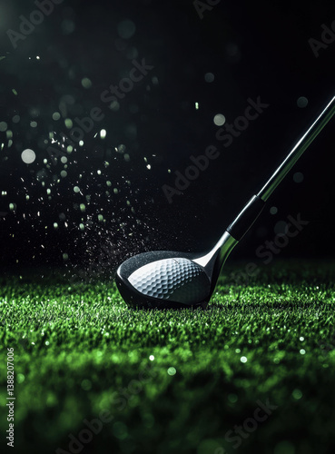 Golf Club on Green Grass - Powerful Swing