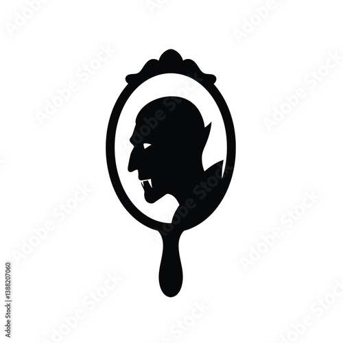 Silhouette vector illustration of a Vampire Mirror icon on a white background 