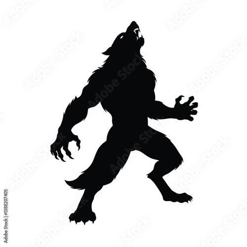 Silhouette vector illustration of a Werewolf Howl icon on a white background 