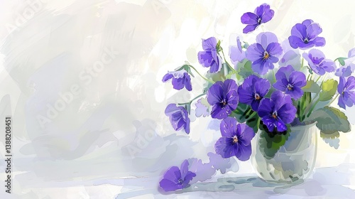 purple violets in a glass jar