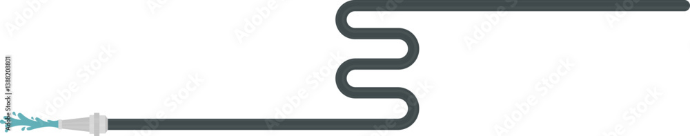 A fireman's hose spraying water following a sinuous, wavy curved path. A fireman's hose spraying water following a sinuous, wavy curved path.
