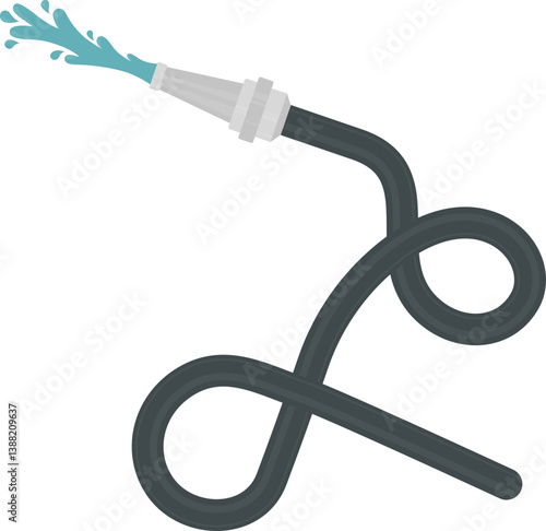 A path depicting a fireman's hose spraying water with two loops.
