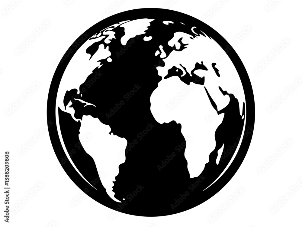 Globe Silhouette Vector Design, Globe SVG, Globe Icon Globe Silhouette Vector Design, Globe SVG, Globe Icon